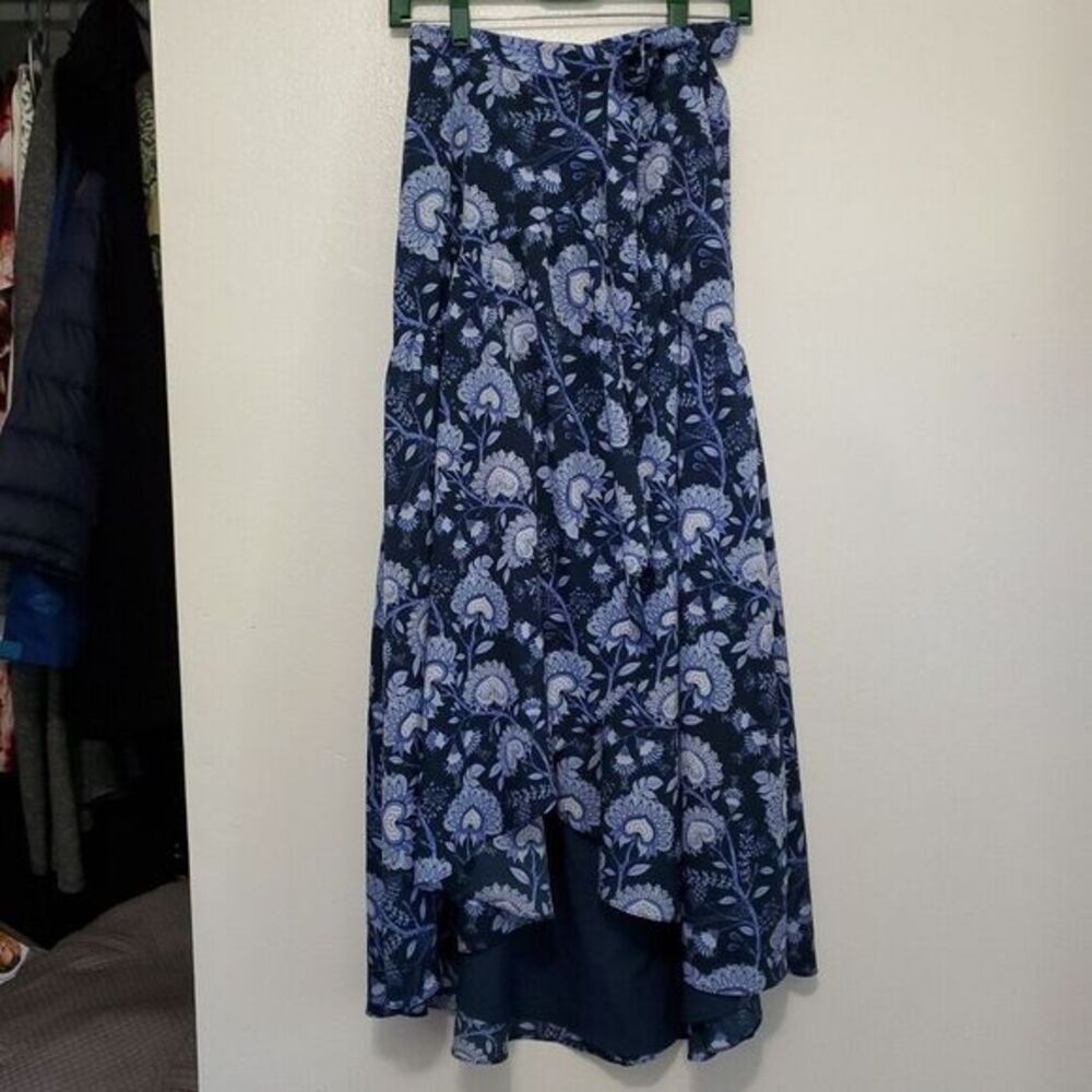 Anthropologie Navy and White Floral Maxi Skirt
